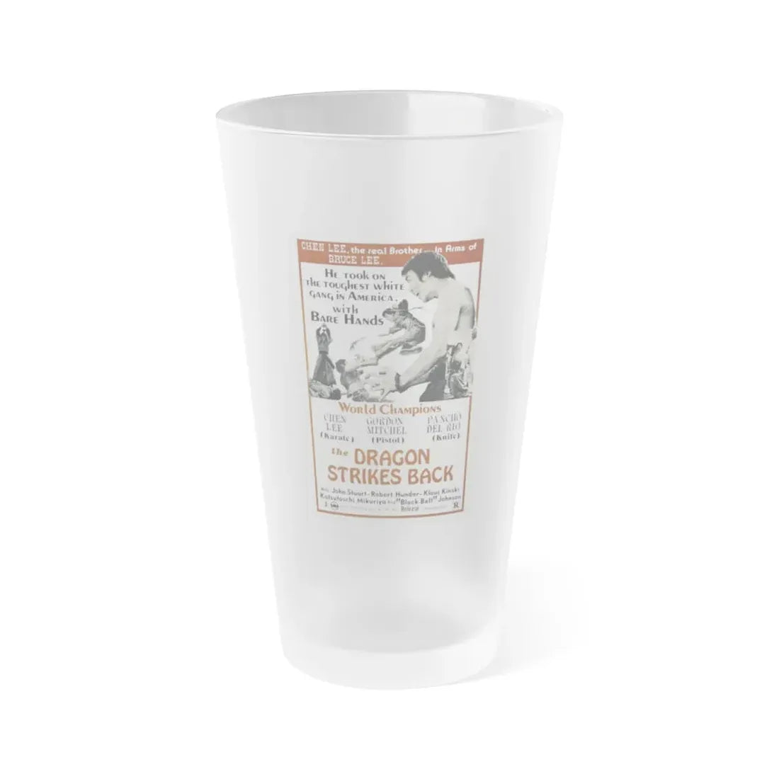 THE DRAGON STRIKES BACK 1975 Movie Poster - Frosted Pint Glass 16oz - Go Mug Yourself