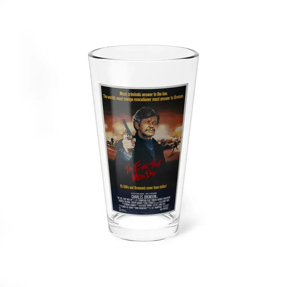 THE EVIL THAT MEN DO 1984 Movie Poster - Pint Glass 16oz 16oz - Go Mug Yourself