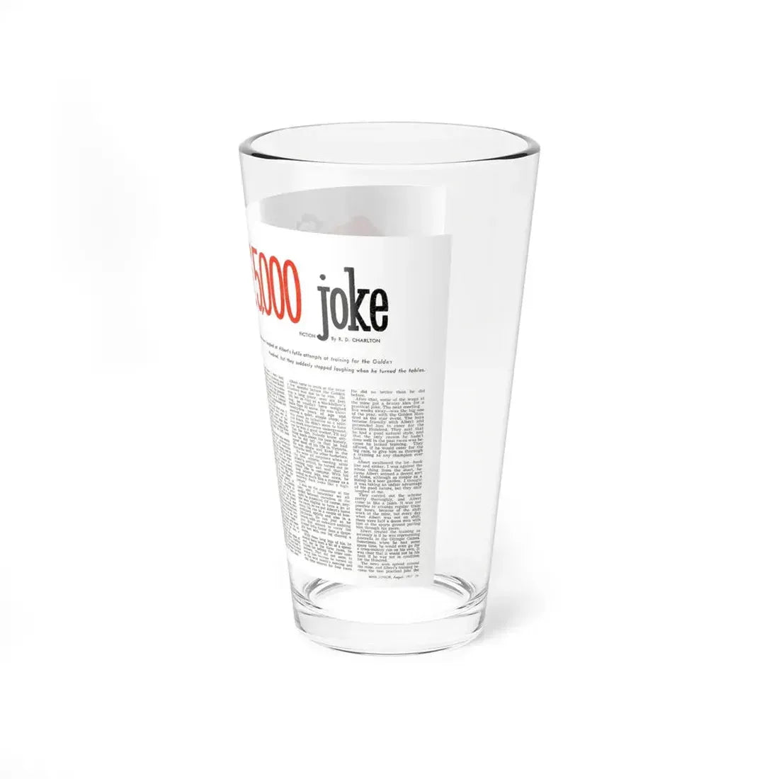 The f5,000 Joke, Man Junior, August 1957 (Magazine Illustration) Pint Glass 16oz - Go Mug Yourself