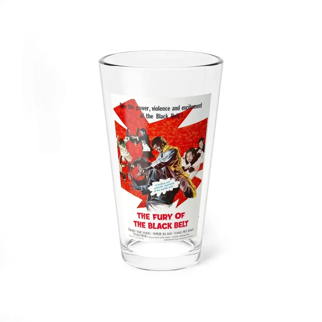 THE FURY OF THE BLACK BELT 1973 Movie Poster - Pint Glass 16oz 16oz - Go Mug Yourself