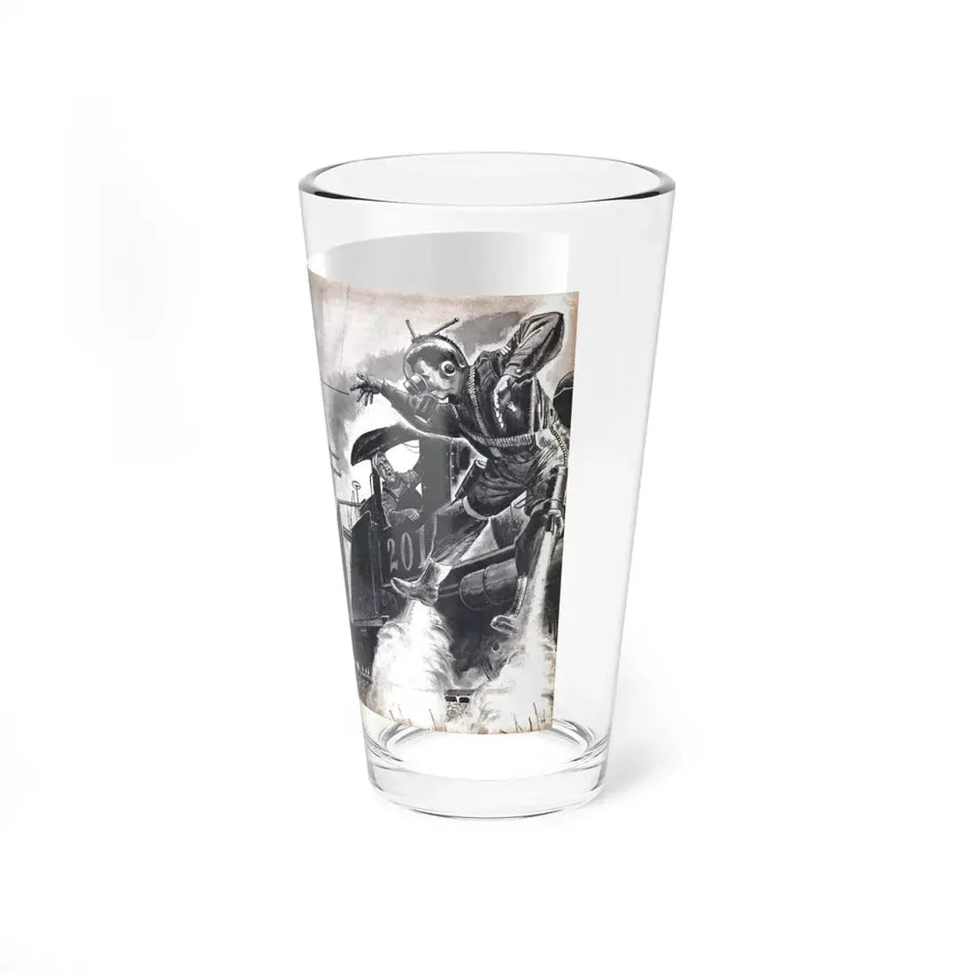 The Grasshoper Commandos, Bluebook for Men, February 1961 (Magazine Illustration) Pint Glass 16oz - Go Mug Yourself