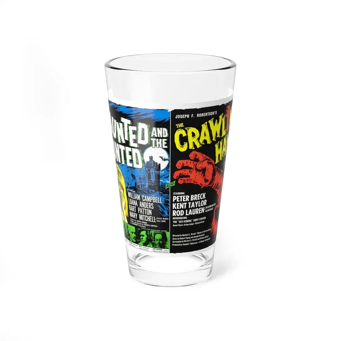 THE HAUNTED AND THE HUNTED (DEMENTIA 13) + THE CRAWLING HAND 1963 Movie Poster - Pint Glass 16oz 16oz - Go Mug Yourself