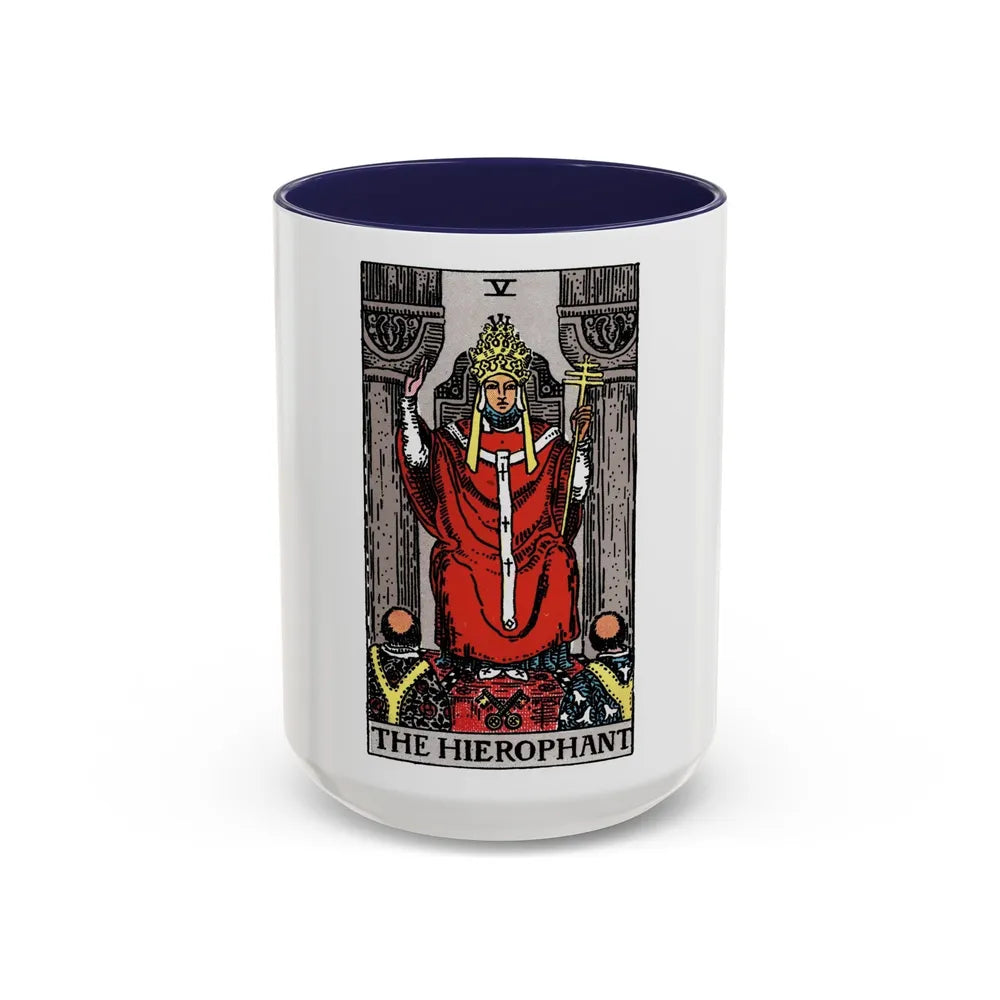 The Hierophant (Tarot Card) Accent Coffee Mug-15oz-Navy-Go Mug Yourself