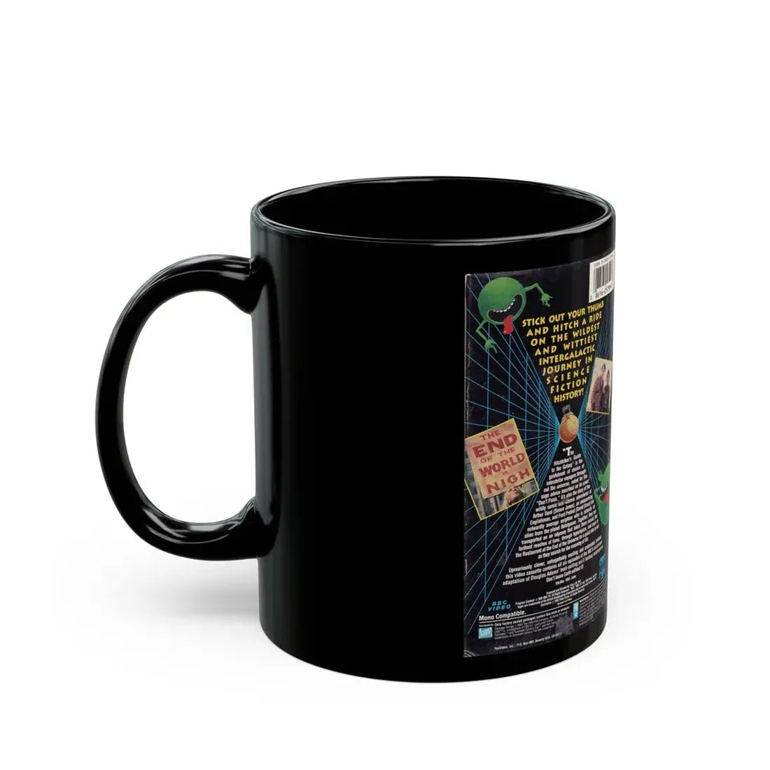 THE HITCHHIKERS GUIDE TO THE GALAXY (VHS COVER) - Black Coffee Mug - Go Mug Yourself