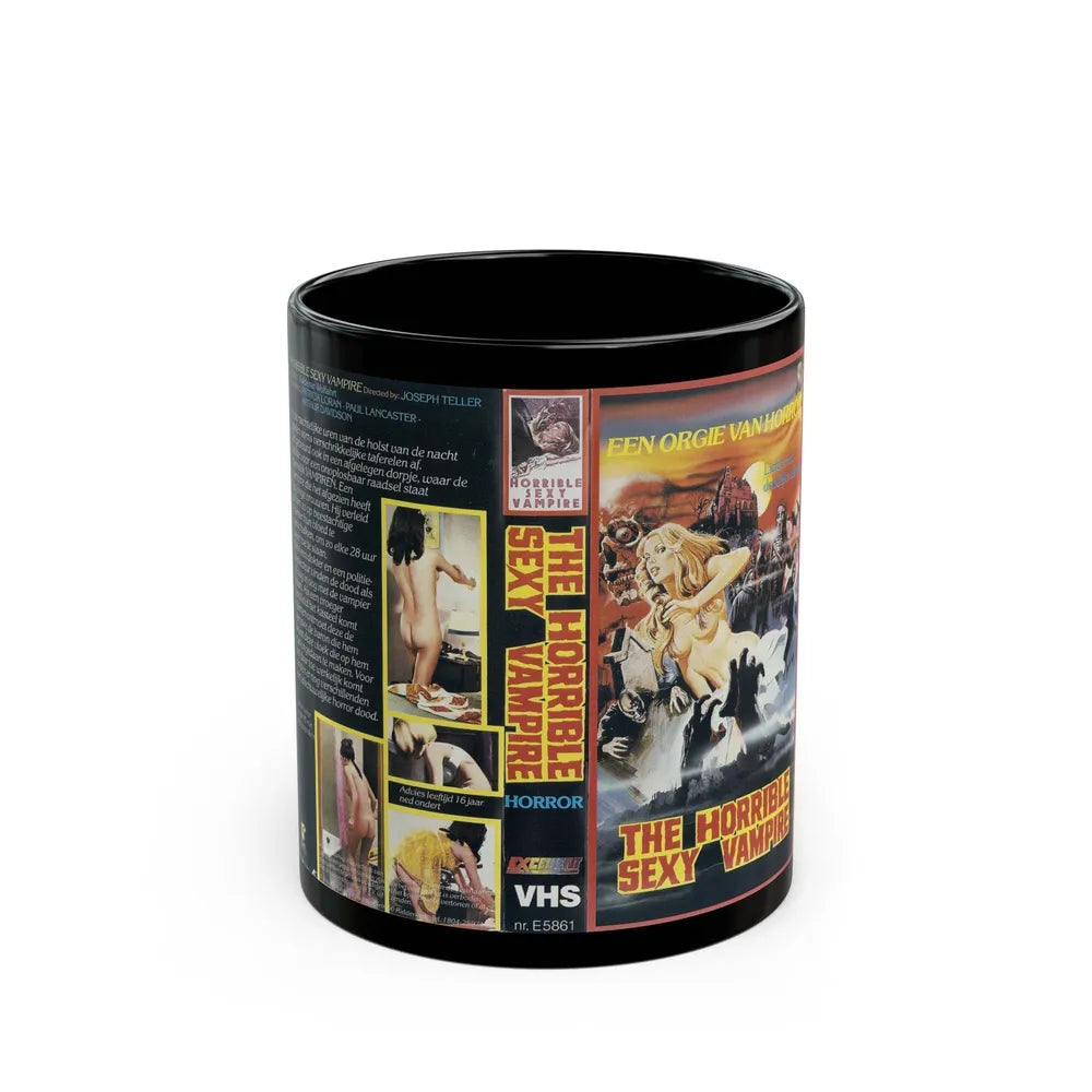 THE HORRIBLE SEXY VAMPIRE (VHS COVER) - Black Coffee Mug-11oz-Go Mug Yourself