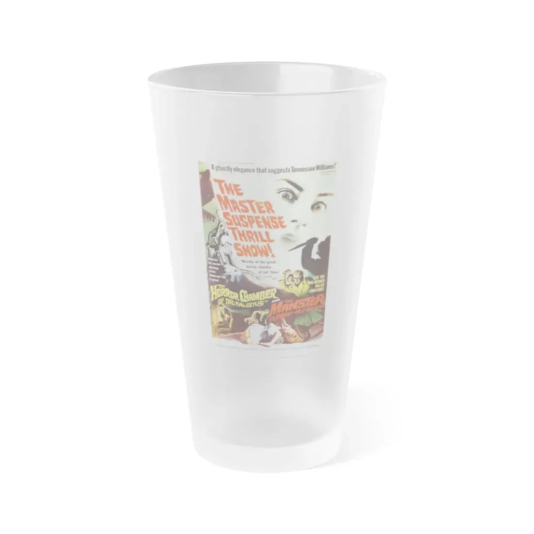 THE HORROR CHAMBER OF DR FAUSTUS (EYES WITHOUT A FACE) + THE MANSTER 1959 Movie Poster - Frosted Pint Glass 16oz 16oz Frosted - Go Mug Yourself