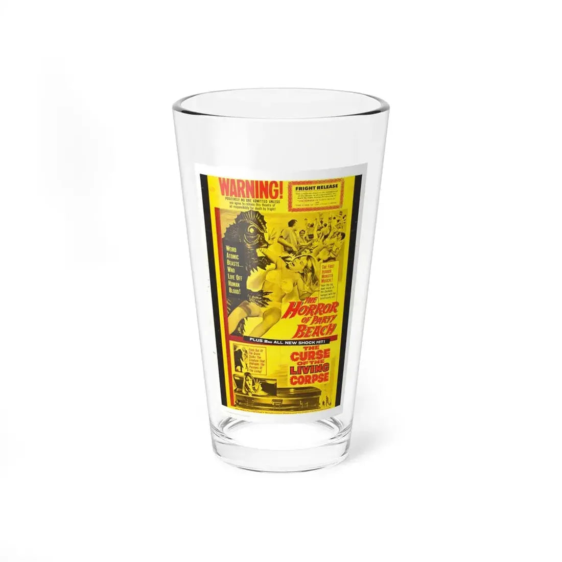THE HORROR OF PARTY BEACH + THE CURSE OF THE LIVING CORPSE 1964 Movie Poster - Pint Glass 16oz 16oz - Go Mug Yourself