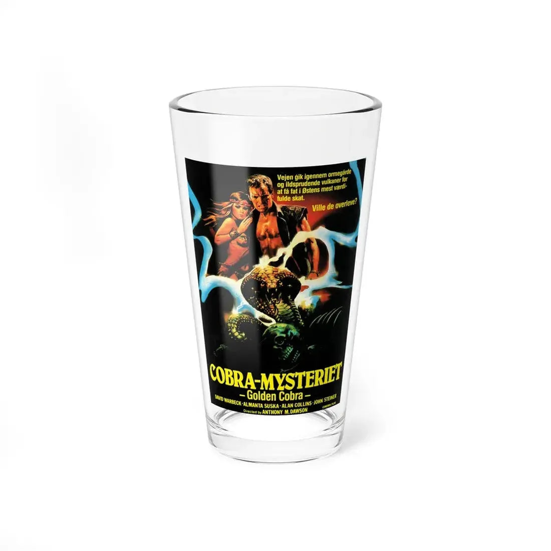 THE HUNTERS OF THE GOLDEN COBRA (DANISH) 1982 Movie Poster - Pint Glass 16oz 16oz - Go Mug Yourself