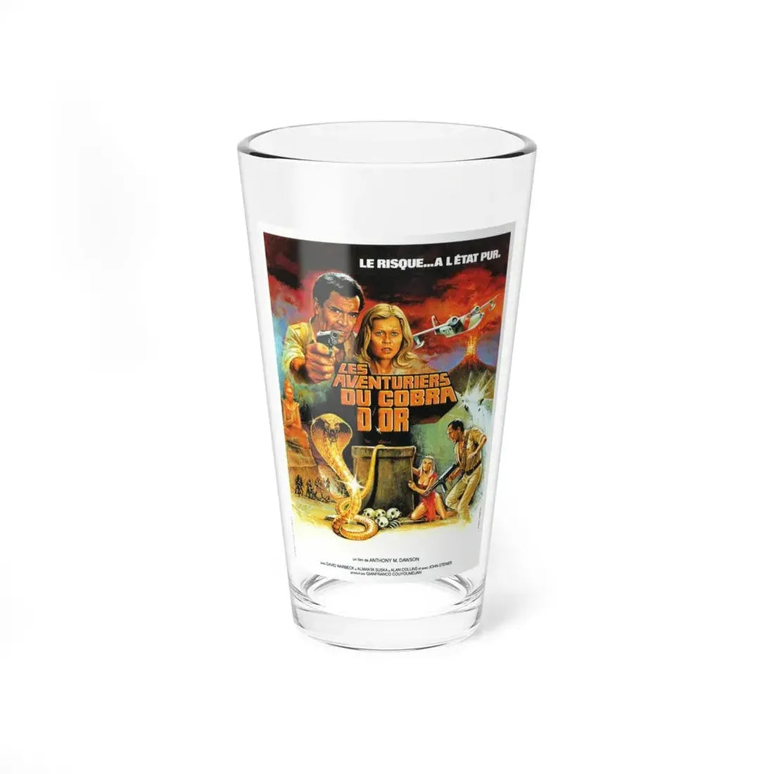 THE HUNTERS OF THE GOLDEN COBRA (FRENCH) 1982 Movie Poster - Pint Glass 16oz 16oz - Go Mug Yourself