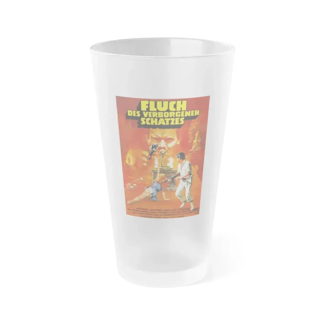 THE HUNTERS OF THE GOLDEN COBRA (GERMAN) 1982 Movie Poster - Frosted Pint Glass 16oz 16oz Frosted - Go Mug Yourself