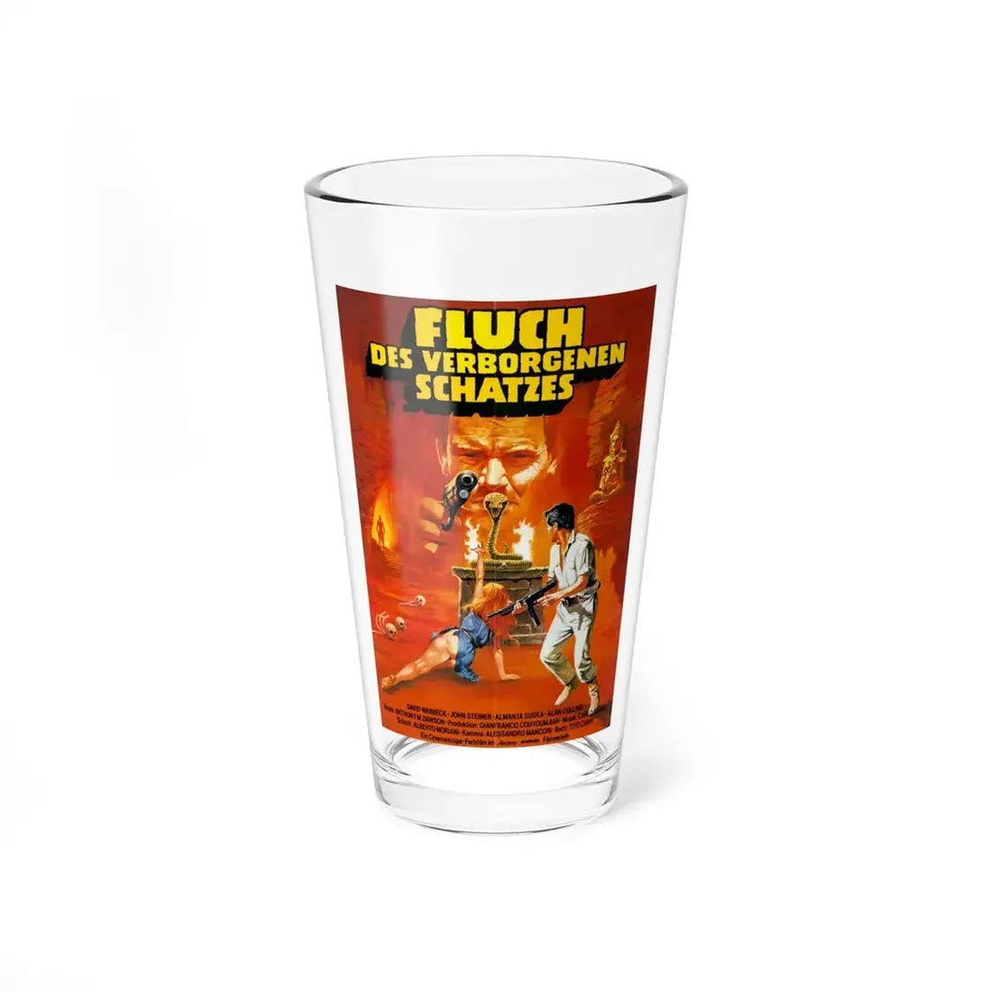 THE HUNTERS OF THE GOLDEN COBRA (GERMAN) 1982 Movie Poster - Pint Glass 16oz 16oz - Go Mug Yourself