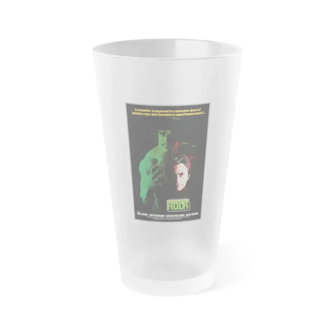 THE INCREDIBLE HULK (FERRIGNO) 1977 Movie Poster - Frosted Pint Glass 16oz 16oz Frosted - Go Mug Yourself