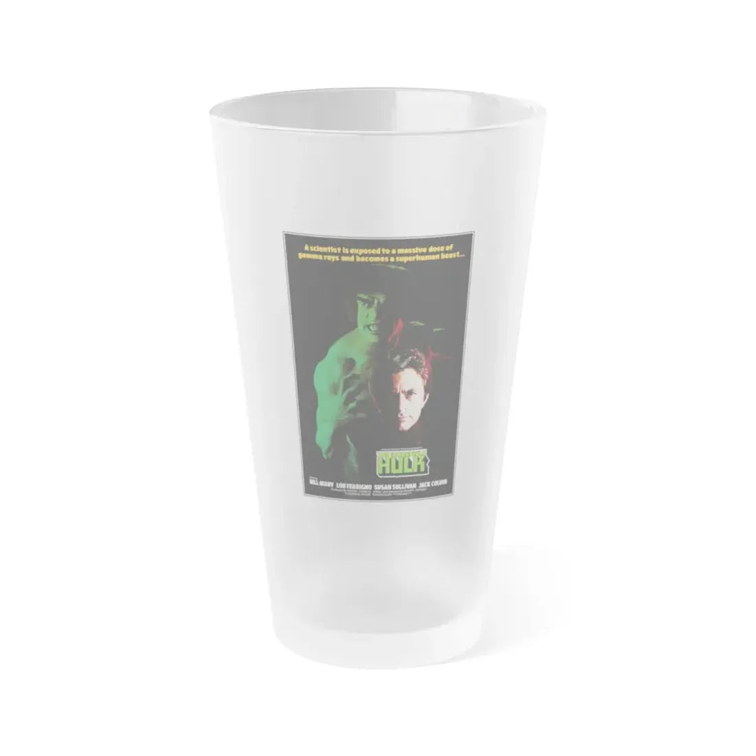 THE INCREDIBLE HULK (FERRIGNO) 1977 Movie Poster - Frosted Pint Glass 16oz 16oz Frosted - Go Mug Yourself
