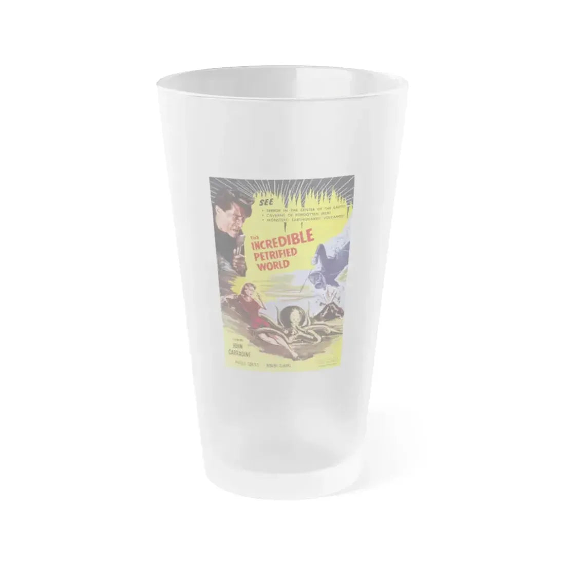 THE INCREDIBLE PETRIFIED WORLD 1959 Movie Poster - Frosted Pint Glass 16oz 16oz Frosted - Go Mug Yourself