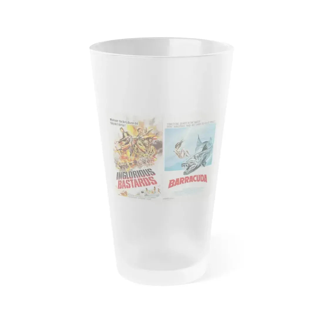 THE INGLORIOUS BASTARDS + BARRACUDA 1978 Movie Poster - Frosted Pint Glass 16oz 16oz Frosted - Go Mug Yourself