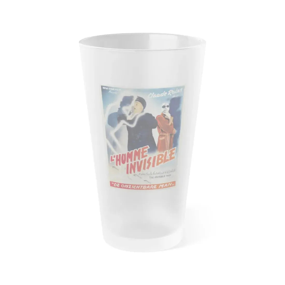 THE INVISIBLE MAN (BELGIAN) 1933 Movie Poster - Frosted Pint Glass 16oz 16oz Frosted - Go Mug Yourself