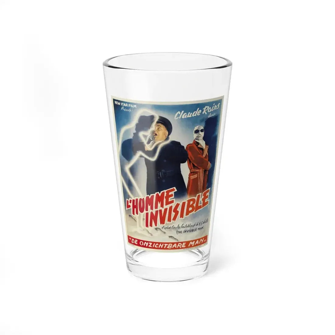 THE INVISIBLE MAN (BELGIAN) 1933 Movie Poster - Pint Glass 16oz 16oz - Go Mug Yourself