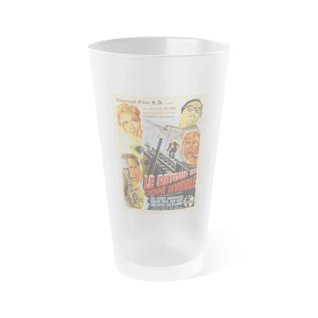 THE INVISIBLE MAN RETURNS (FRENCH RERELEASE) 1940 Movie Poster - Frosted Pint Glass 16oz 16oz Frosted - Go Mug Yourself