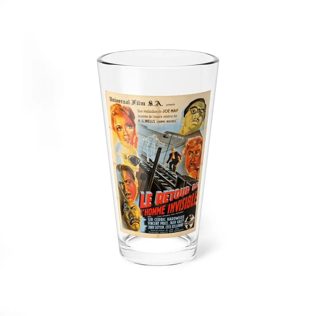 THE INVISIBLE MAN RETURNS (FRENCH RERELEASE) 1940 Movie Poster - Pint Glass 16oz 16oz - Go Mug Yourself