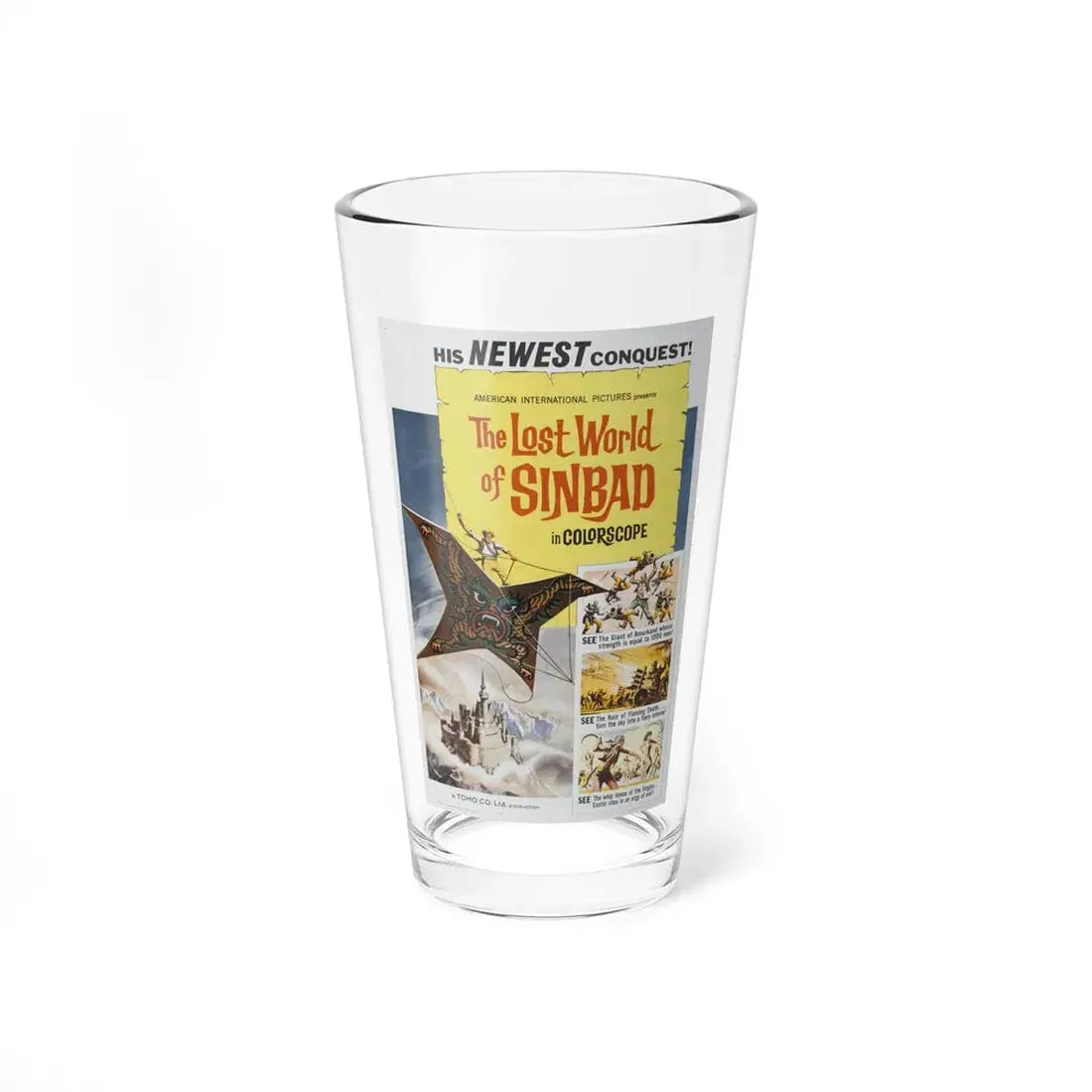 THE LOST WORLD OF SINBAD 1963 Movie Poster - Pint Glass 16oz 16oz - Go Mug Yourself