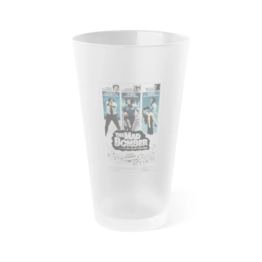 THE MAD BOMBER 1973 Movie Poster - Frosted Pint Glass 16oz Default Title - Go Mug Yourself