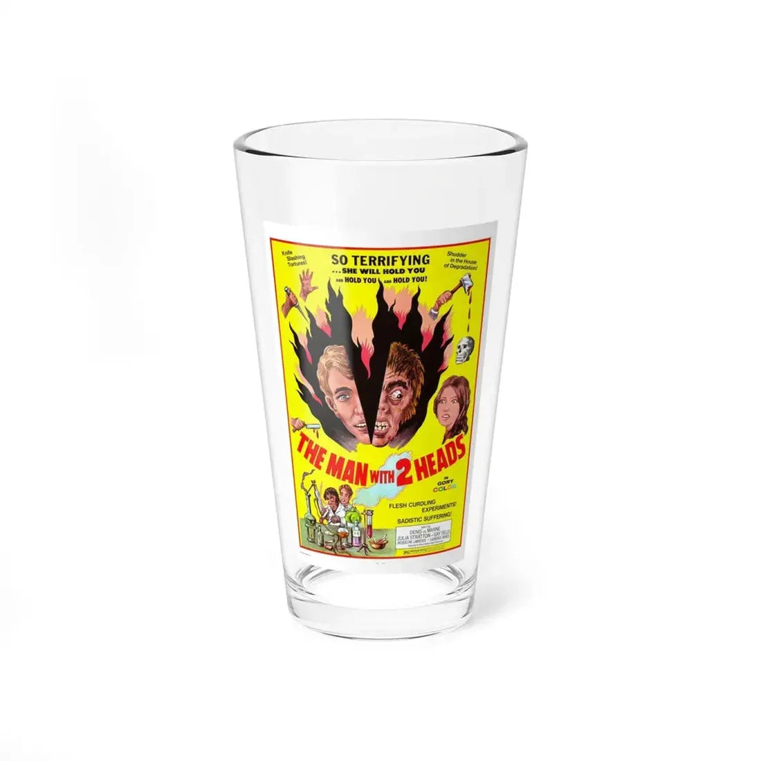 THE MAN WITH TWO HEADS 1972 Movie Poster - Pint Glass 16oz 16oz - Go Mug Yourself