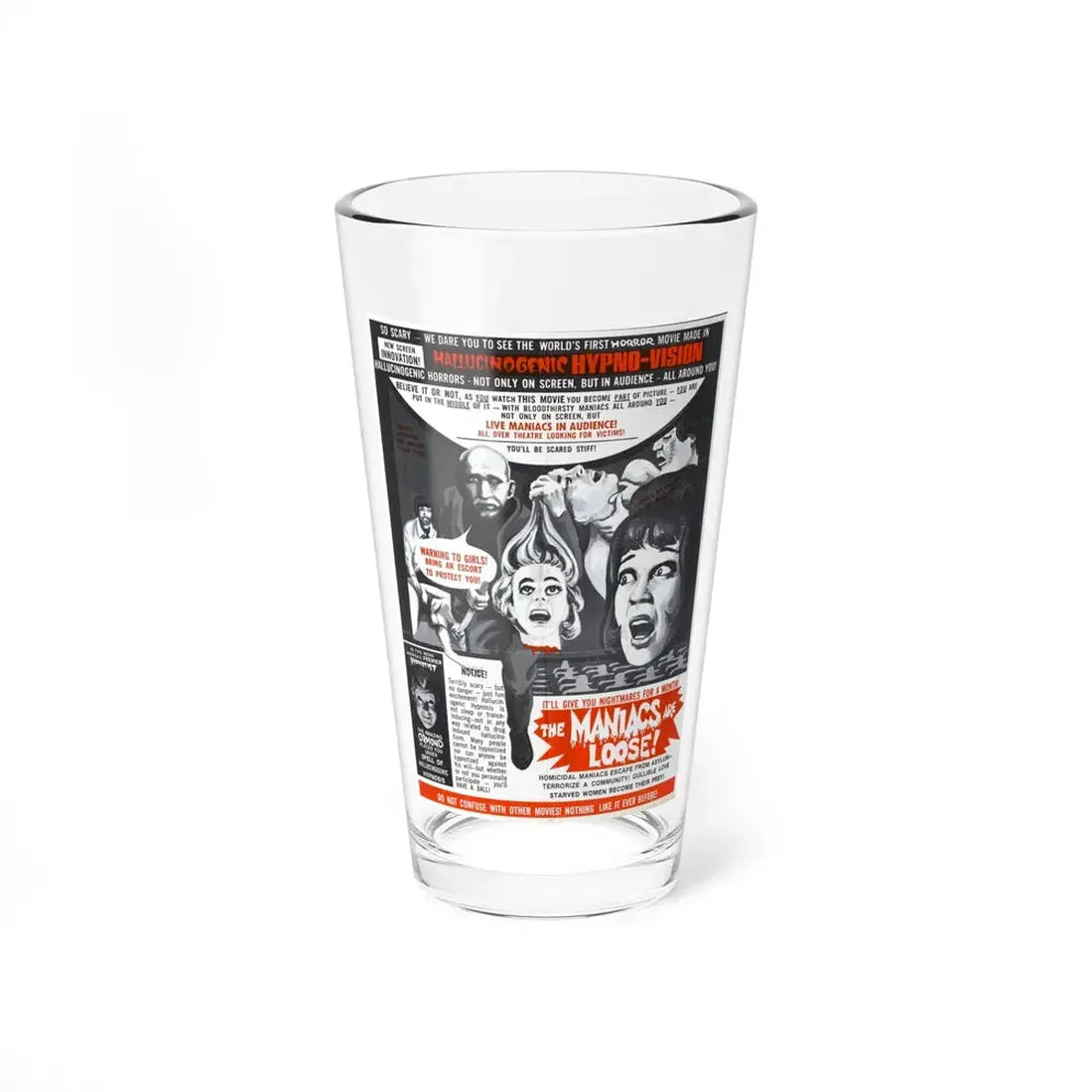THE MANIACS ARE LOOSE (THE THRILL KILLERS) 1964 Movie Poster - Pint Glass 16oz 16oz - Go Mug Yourself