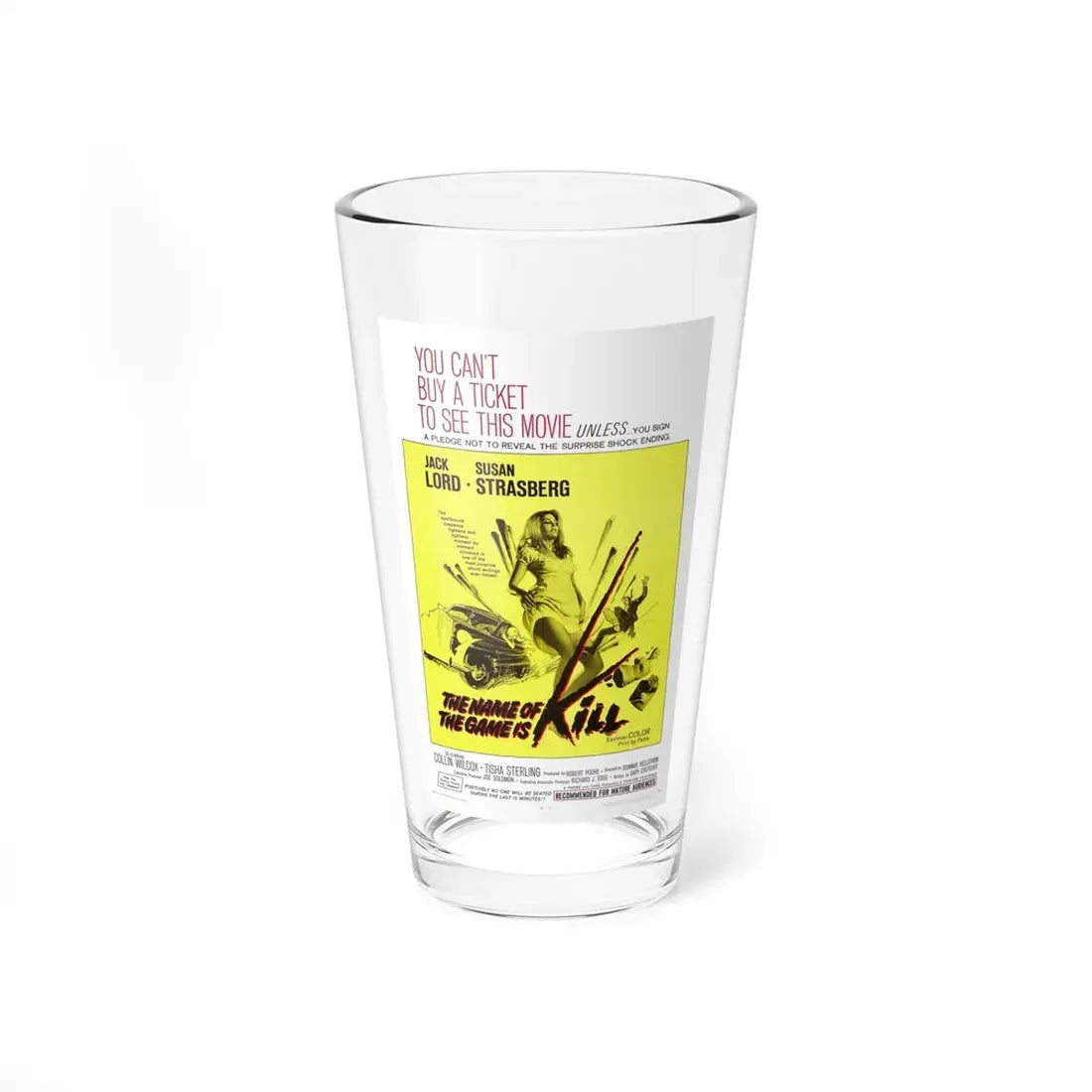 THE NAME OF THE GAME IS KILL 1968 Movie Poster - Pint Glass 16oz 16oz - Go Mug Yourself