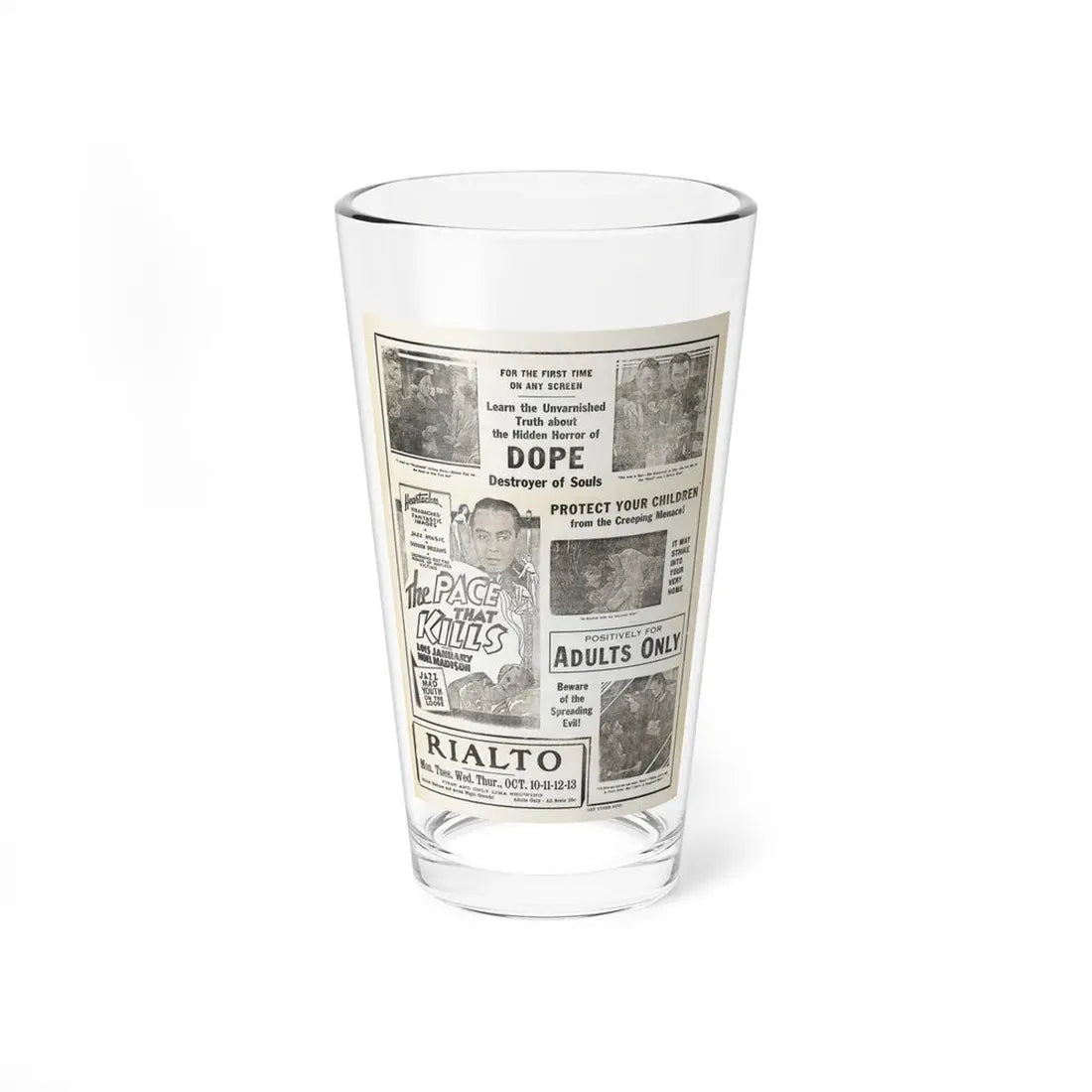 THE PACE THAT KILLS (COCAINE) 3 1935 Movie Poster - Pint Glass 16oz 16oz - Go Mug Yourself