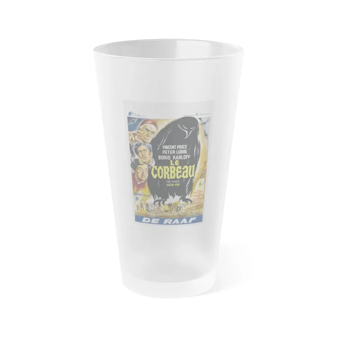THE RAVEN (BELGIAN) 1963 Movie Poster - Frosted Pint Glass 16oz Default Title - Go Mug Yourself