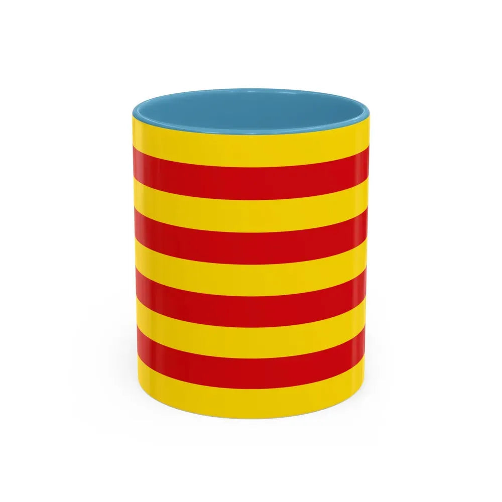 The Senyera the Flag of Catalonia Spain - Accent Coffee Mug 11oz Light Blue - Go Mug Yourself