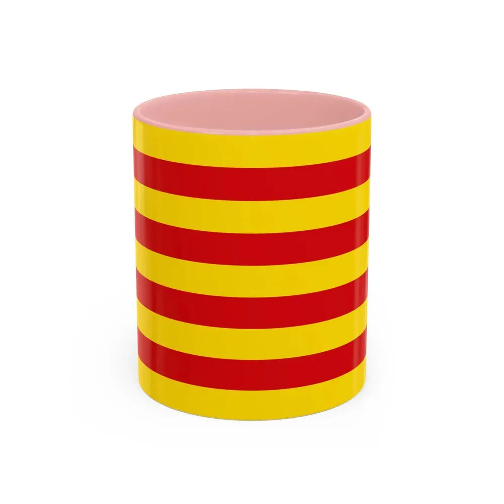 The Senyera the Flag of Catalonia Spain - Accent Coffee Mug 11oz Pink - Go Mug Yourself