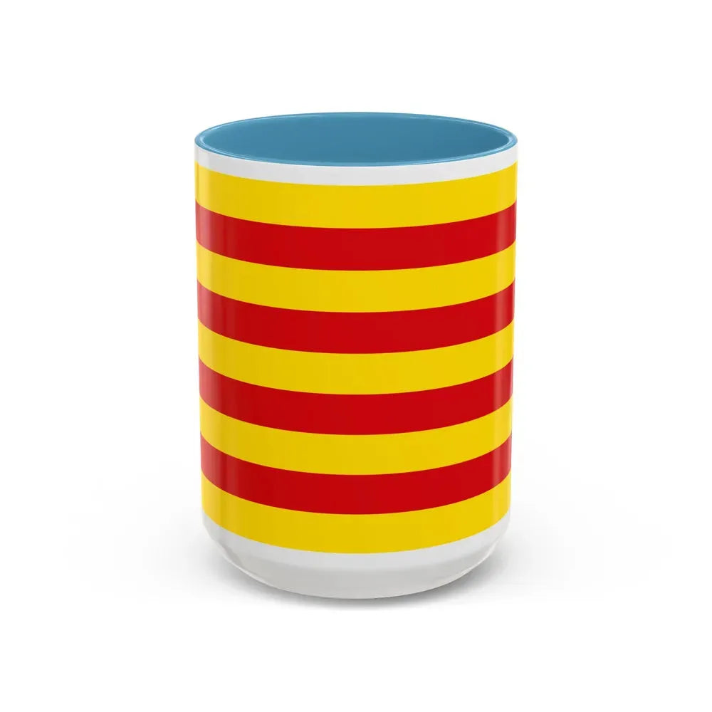 The Senyera the Flag of Catalonia Spain - Accent Coffee Mug 15oz Light Blue - Go Mug Yourself