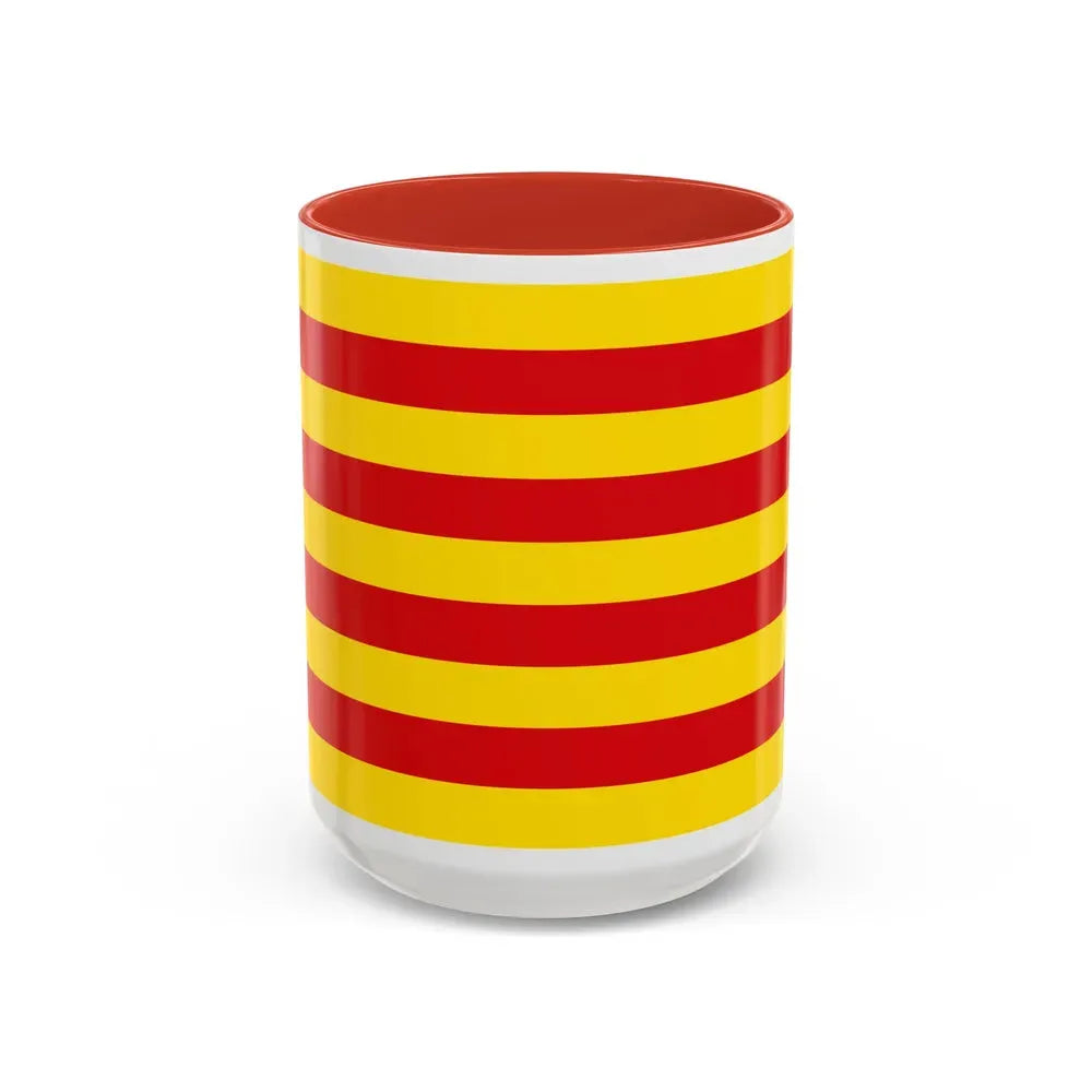 The Senyera the Flag of Catalonia Spain - Accent Coffee Mug 15oz Red - Go Mug Yourself