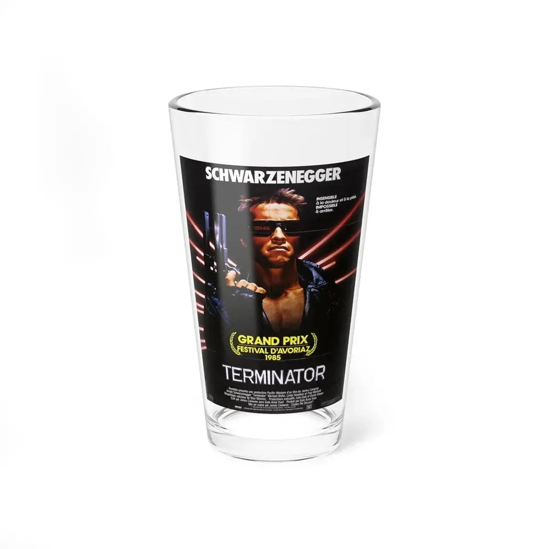 THE TERMINATOR (FRENCH) 1984 Movie Poster - Pint Glass 16oz 16oz - Go Mug Yourself