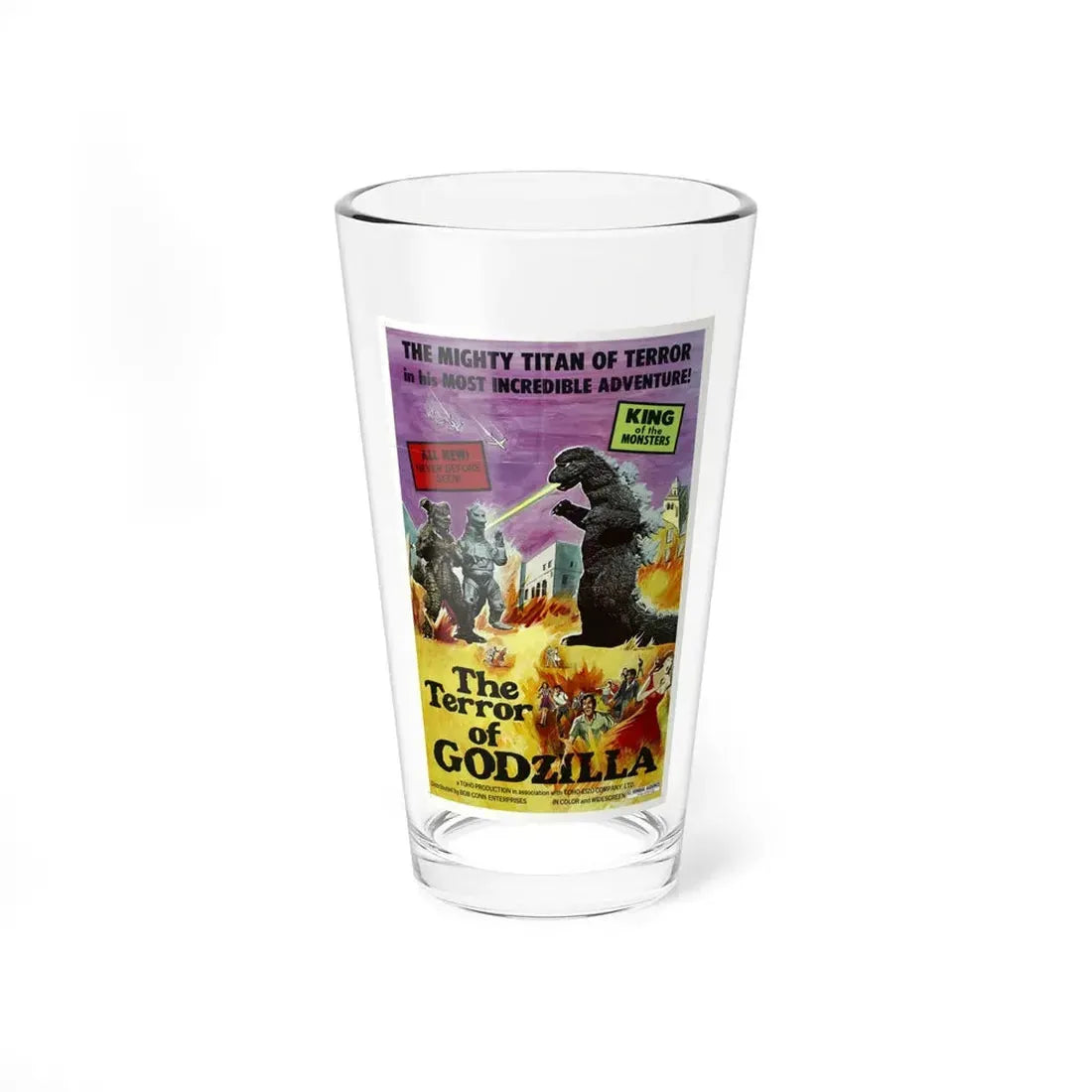 THE TERROR OF GODZILLA 1975 Movie Poster - Pint Glass 16oz 16oz - Go Mug Yourself