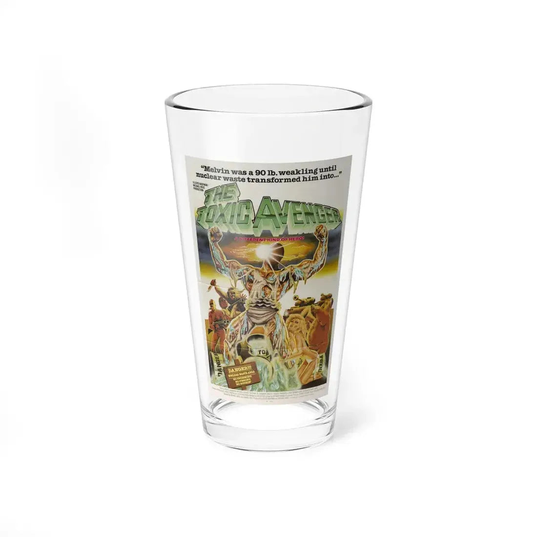 THE TOXIC AVENGER (TEASER) 1984 Movie Poster - Pint Glass 16oz 16oz - Go Mug Yourself