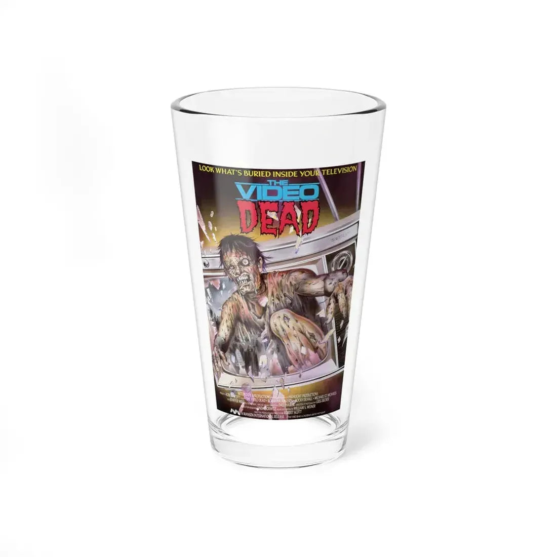 THE VIDEO DEAD (2) 1987 Movie Poster - Pint Glass 16oz 16oz - Go Mug Yourself