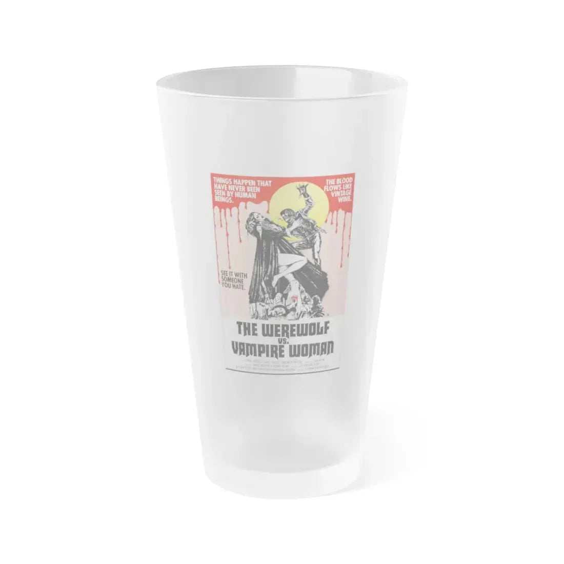 THE WEREWOLF VS THE VAMPIRE WOMAN 1971 Movie Poster - Frosted Pint Glass 16oz 16oz Frosted - Go Mug Yourself
