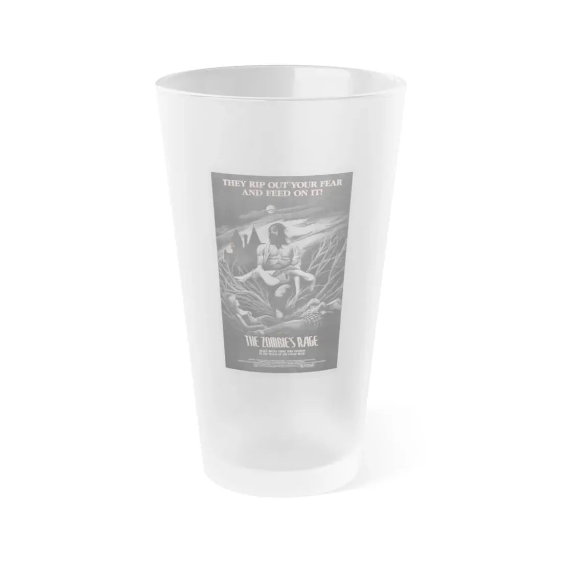 THE ZOMBIE'S RAGE (ANTHROPOPHAGUS) 1980 Movie Poster - Frosted Pint Glass 16oz 16oz Frosted - Go Mug Yourself