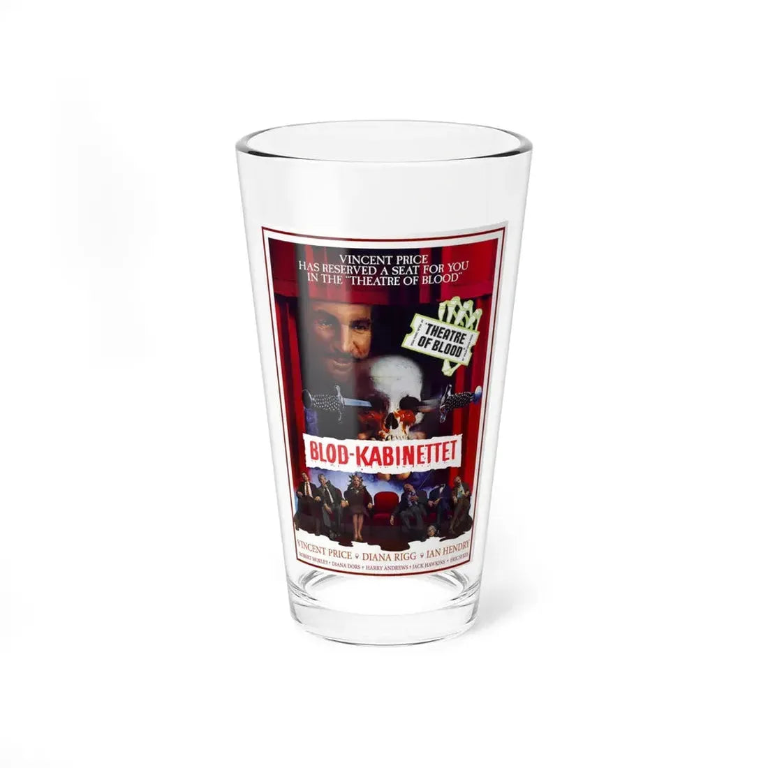 THEATRE OF BLOOD (DANISH) 1973 Movie Poster - Pint Glass 16oz 16oz - Go Mug Yourself