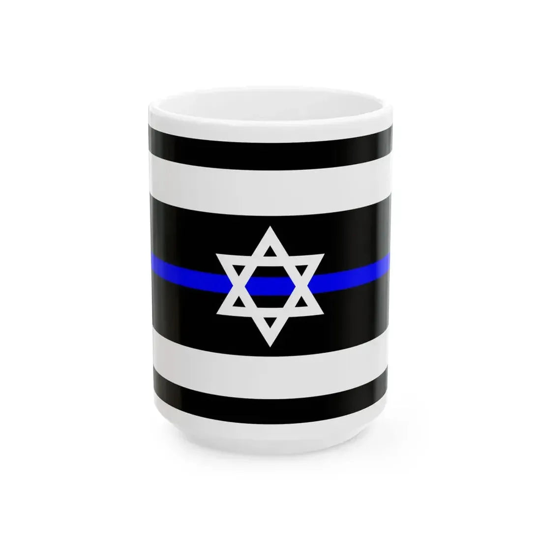 Thin Blue Line Flag Israel (Israel) White Coffee Mug 15oz - Go Mug Yourself