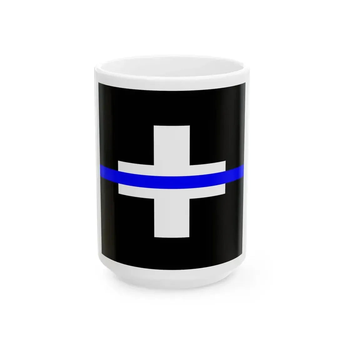 Thin Blue Line Flag Switzerland (Switzerland) White Coffee Mug 15oz - Go Mug Yourself