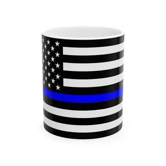 Thin Blue Line Flag United States (United States) White Coffee Mug 11oz - Go Mug Yourself