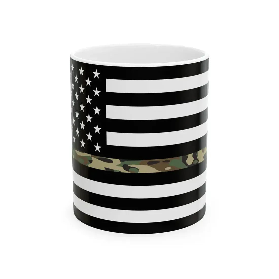 Thin Camo Line Flag United States (United States) White Coffee Mug 11oz - Go Mug Yourself