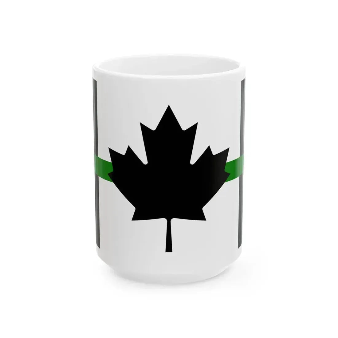Thin Green Line Flag Canada (Canada) White Coffee Mug 15oz - Go Mug Yourself