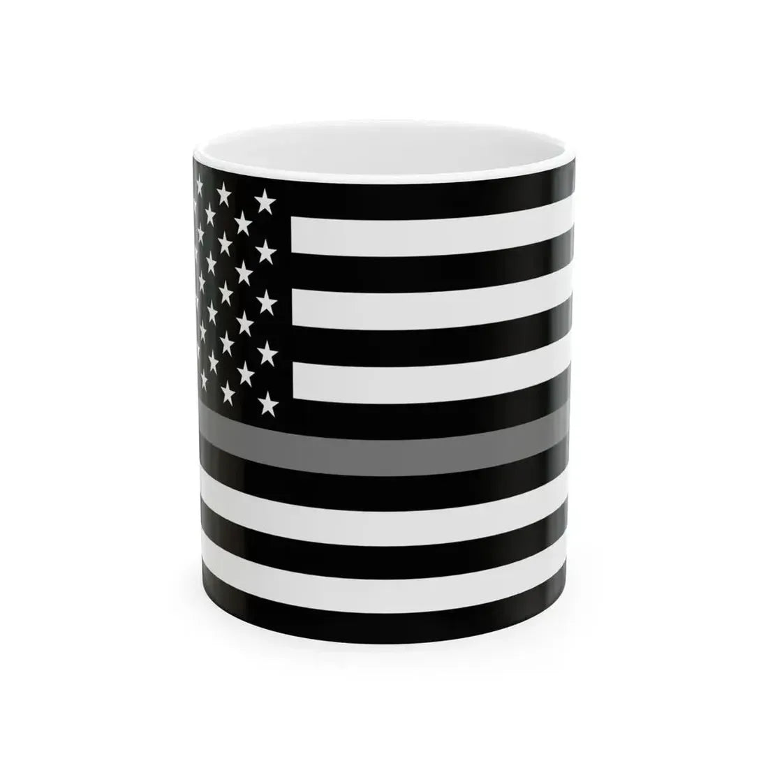 Thin Grey Line Flag United States (United States) White Coffee Mug 11oz - Go Mug Yourself