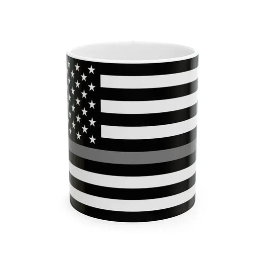 Thin Grey Line Flag United States (United States) White Coffee Mug 11oz - Go Mug Yourself