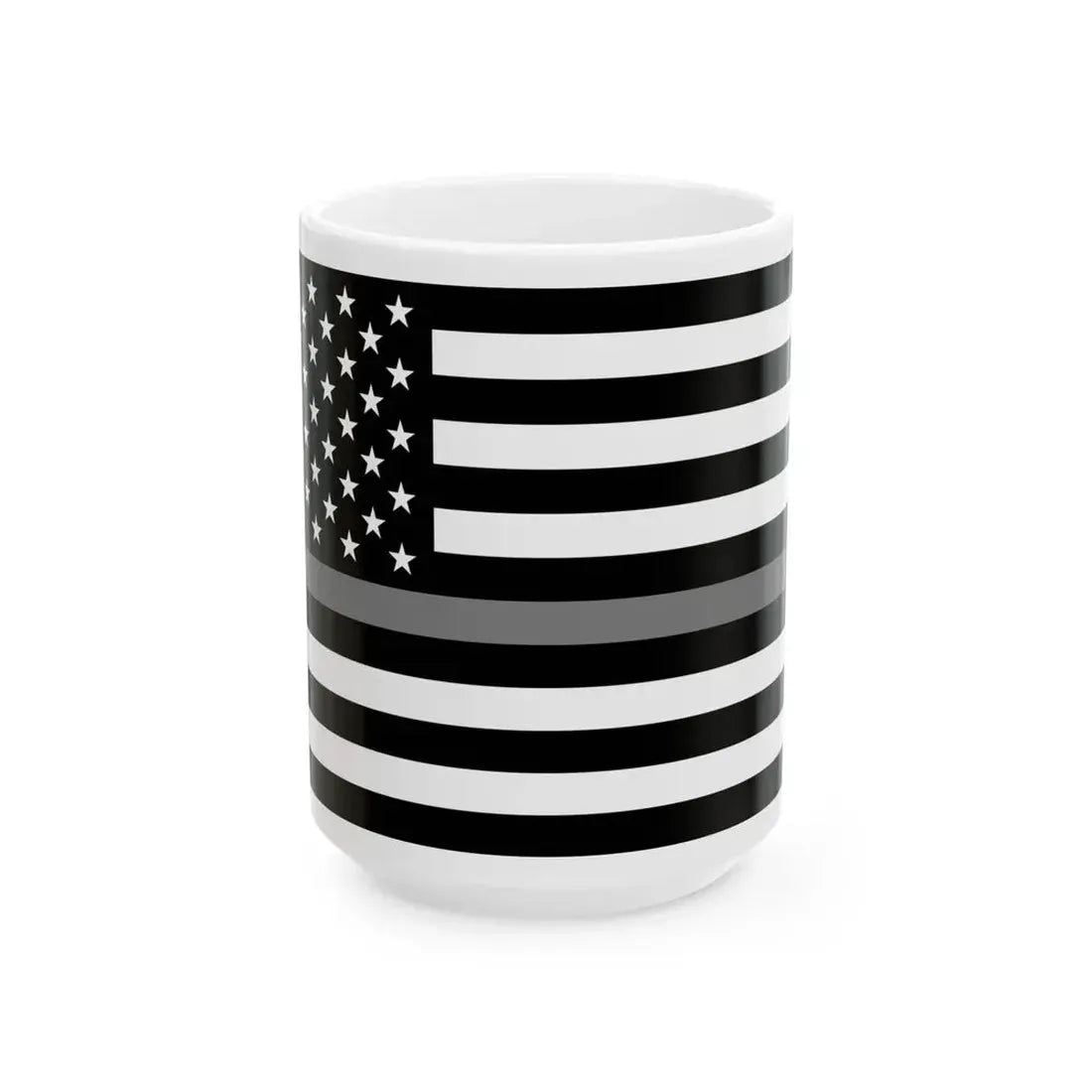 Thin Grey Line Flag United States (United States) White Coffee Mug 15oz - Go Mug Yourself
