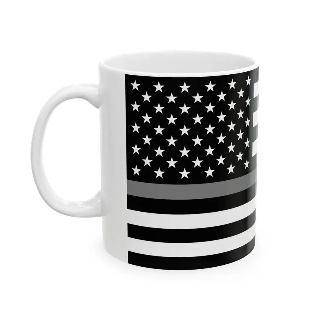 Thin Grey Line Flag United States (United States) White Coffee Mug - Go Mug Yourself